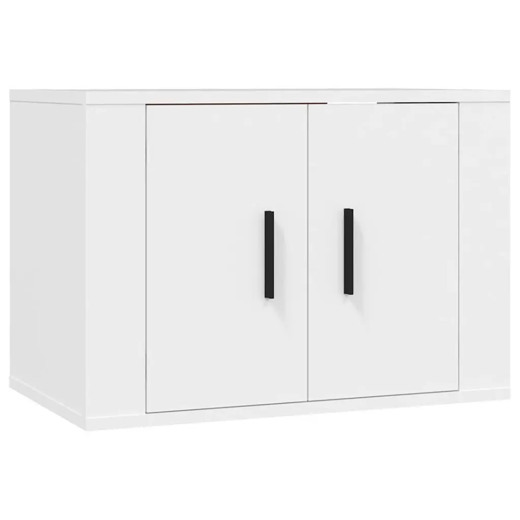 3 Piece TV Cabinet Set Wall Mounted Storage Unit White