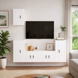 5 Piece White Wall-Mounted TV Cabinet Specifications