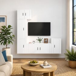 Specifications of 5 Piece White Wall-Mounted TV Cabinet Set