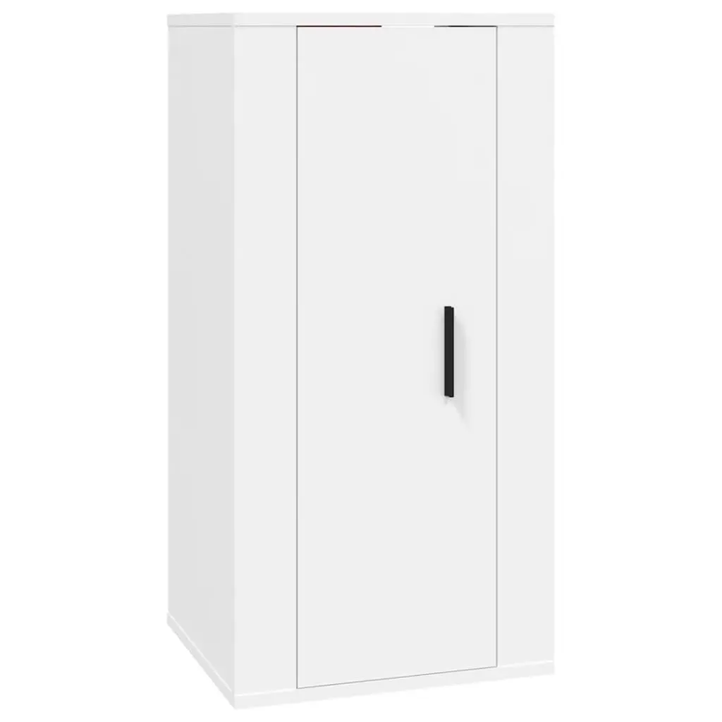 TV Cabinet Set Wall Mounted Storage Unit White Living Room 8 Piece