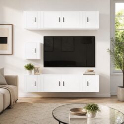 Specifications for 7-Piece White Engineered Wood TV Cabinet Set