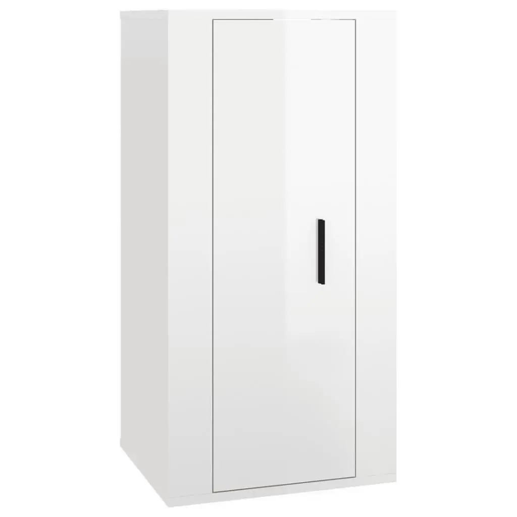 TV Cabinet Set 6 Piece White High Gloss Wall-Mounted Storage Unit