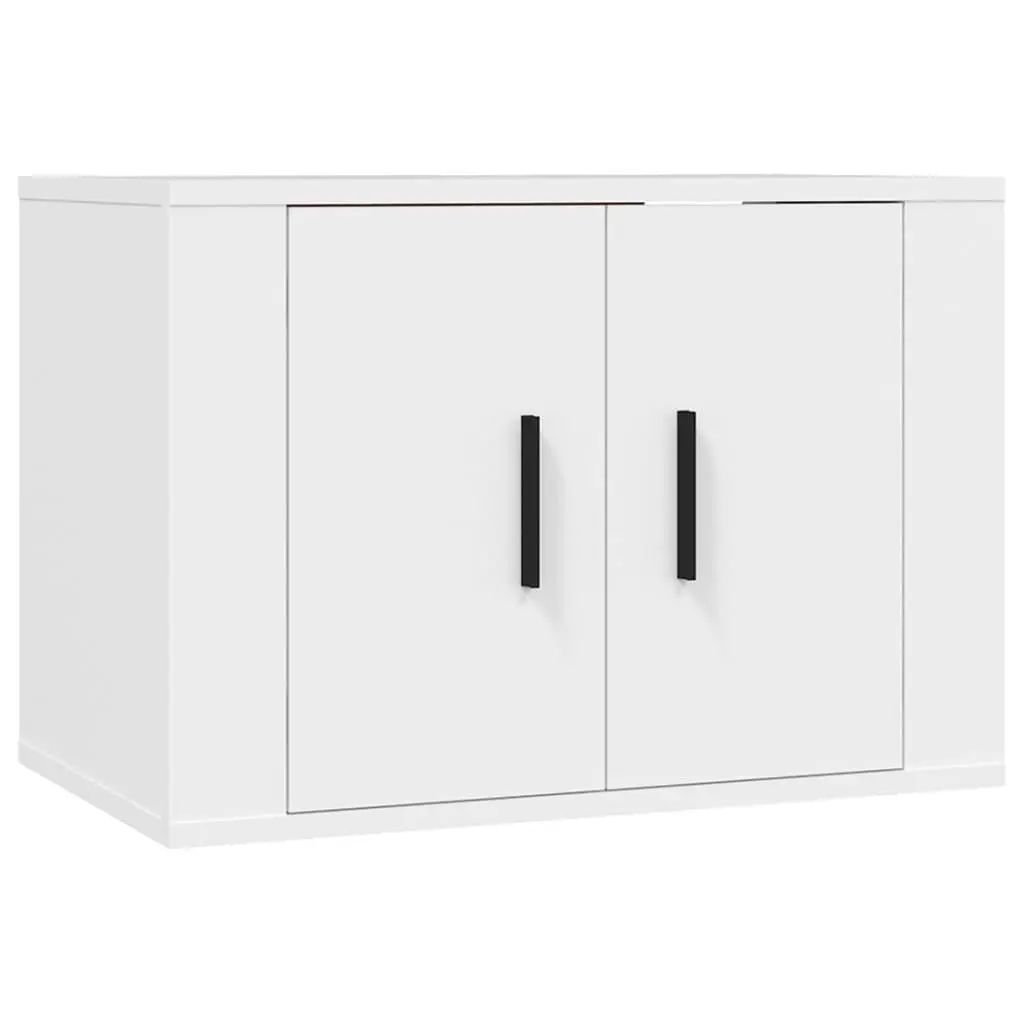 TV Cabinet Set 3 Piece Wall-Mounted Media Storage Unit White Engineered Wood