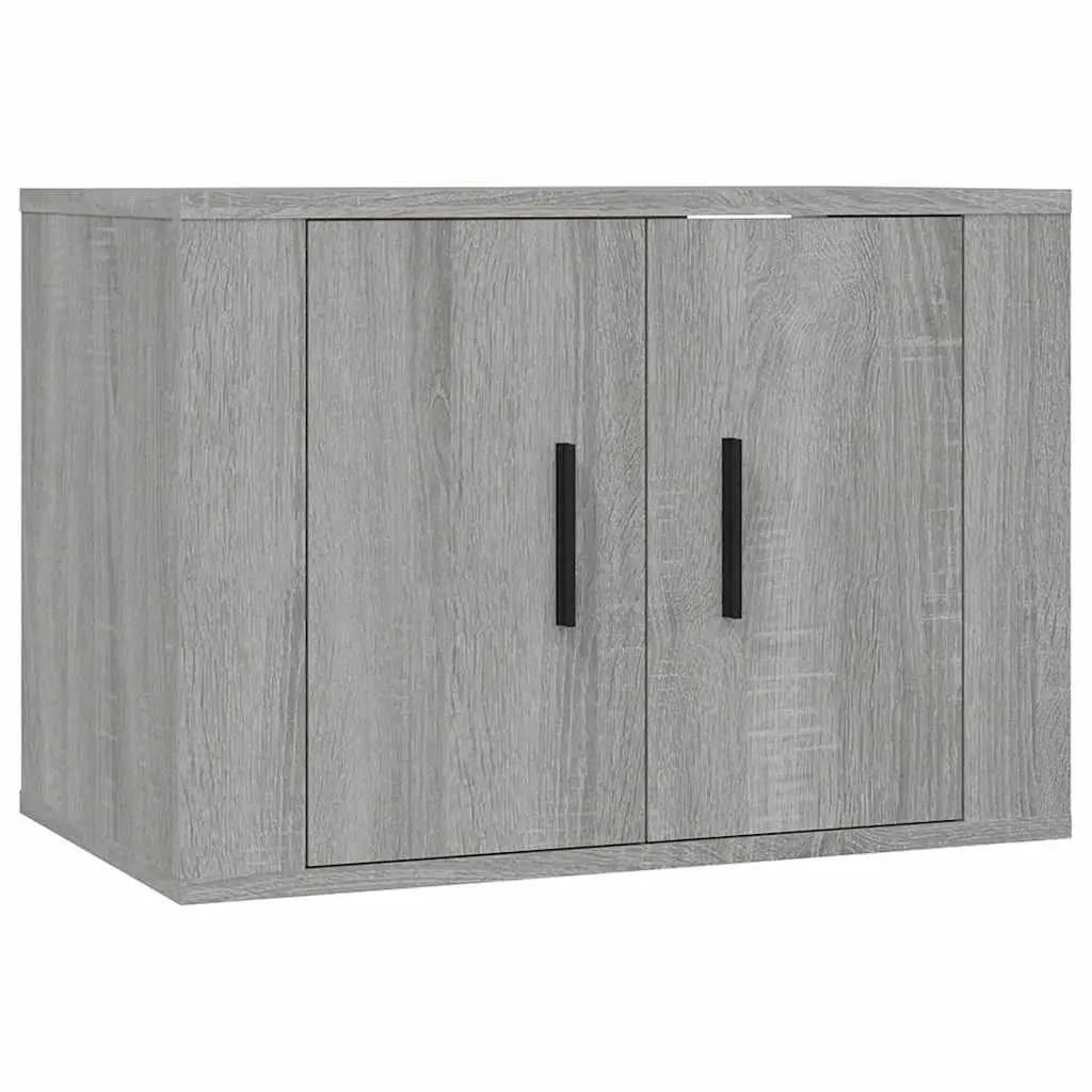 Grey Engineered Wood 3-Piece Wall TV Cabinet Set