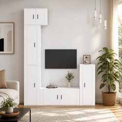 5 Piece White Engineered Wood TV Cabinet Set Specifications