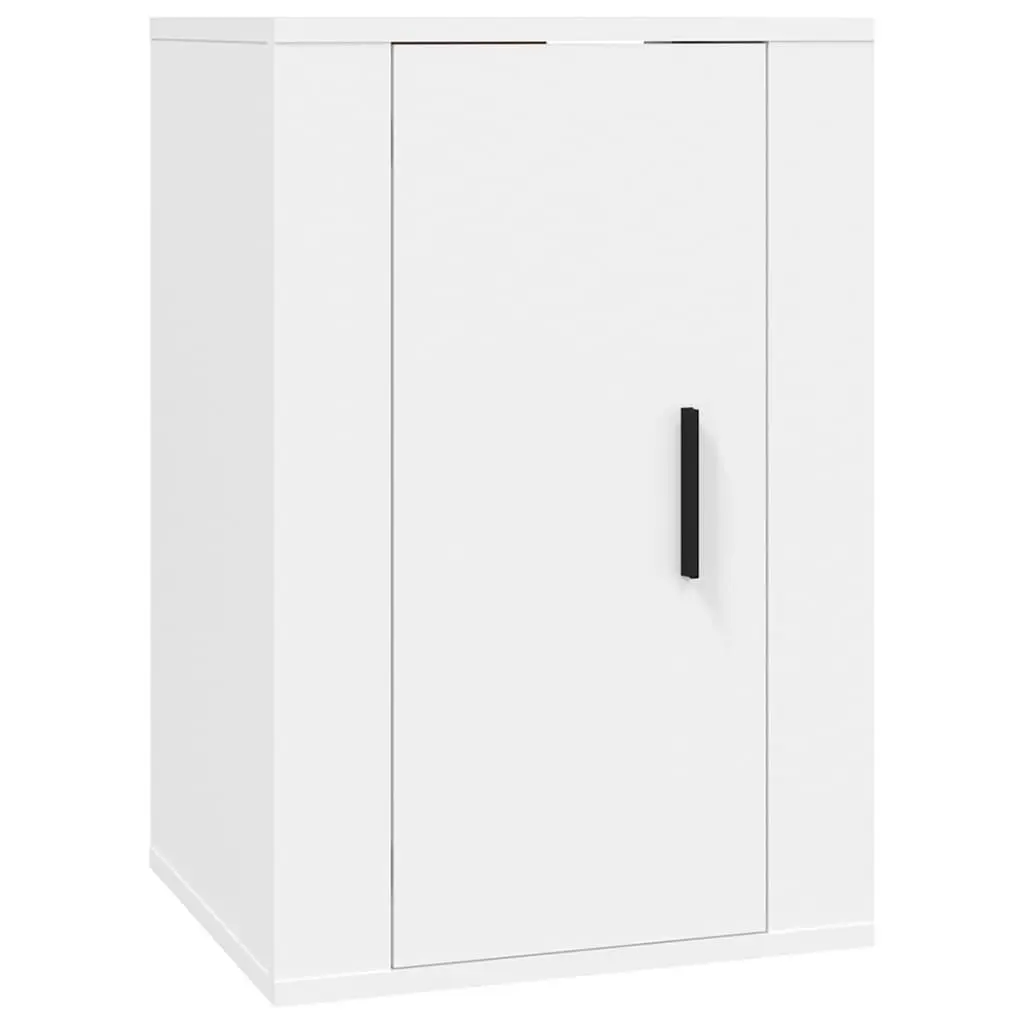5 Piece TV Cabinet Set Wall Mounted Storage Media Unit White Engineered Wood