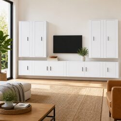 Specifications of White Wall-Mounted TV Cabinet Set 8 Piece