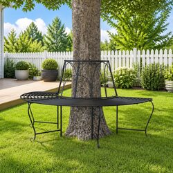 Half Round Tree Bench Specifications: 159cm Steel Seating