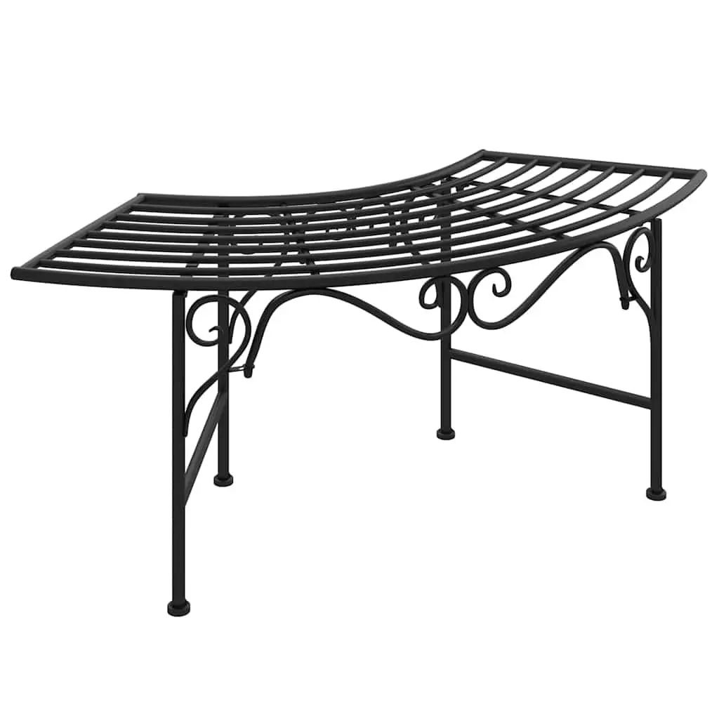 Metal Tree Bench for Garden Patio 113cm Arc Shaped Seating Black