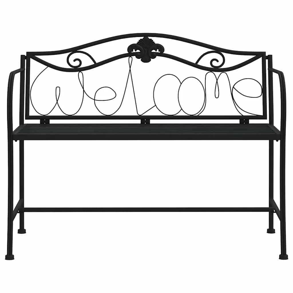 Metal Garden Bench Outdoor Seating 104cm Black for Patio Balcony