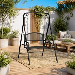 Outdoor Swing Bench Specifications: 124cm Black Steel