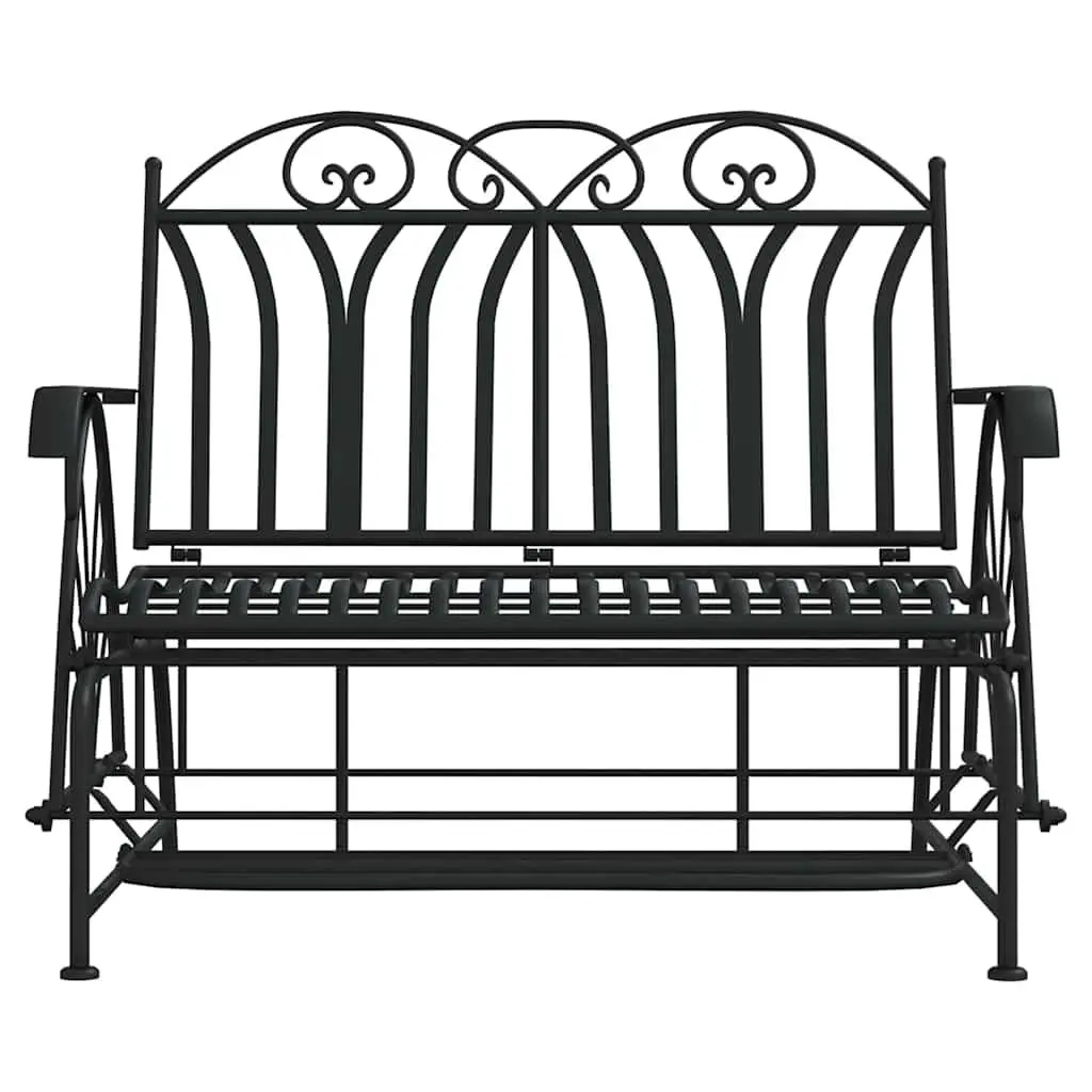 Glider Bench 2-Seater Garden Patio Furniture 114cm Black Steel
