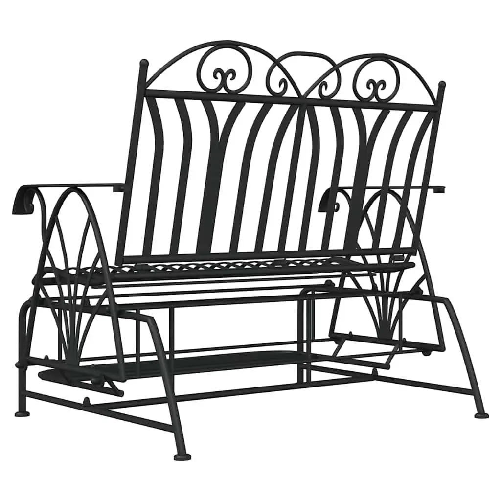 Glider Bench 2-Seater Garden Patio Furniture 114cm Black Steel