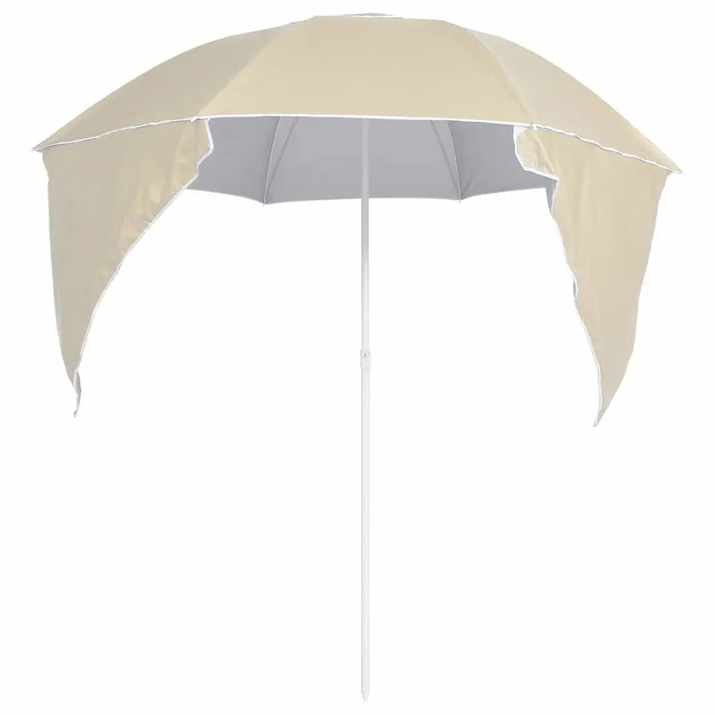 Beach Parasol Outdoor Sun Shelter with Detachable Side Walls Yellow 215cm