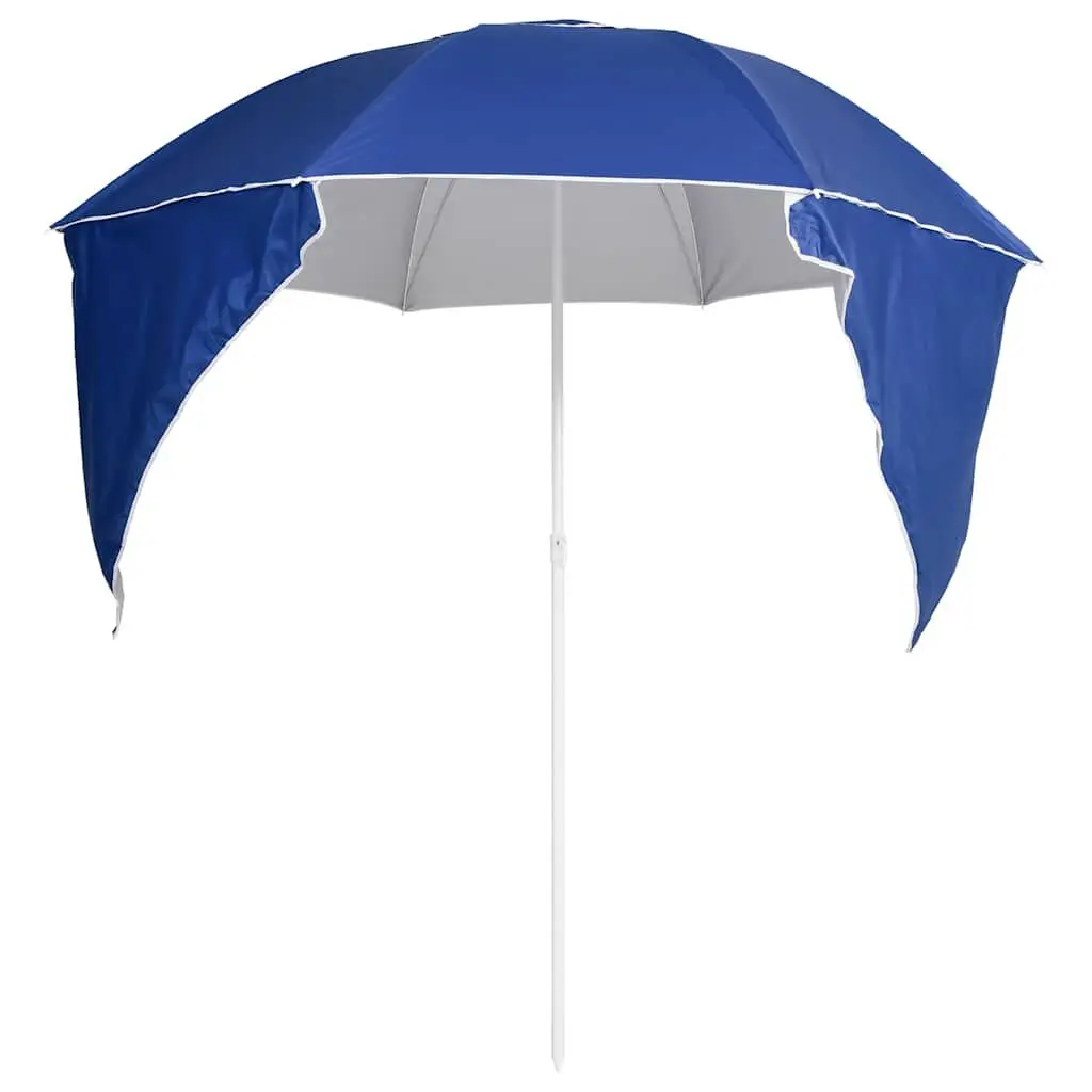 Outdoor Sun Shelter Beach Parasol 215cm Blue with Removable Side Walls