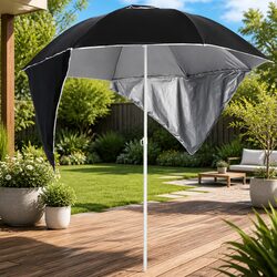 Beach Parasol Specifications: Detachable Side Walls, Anthracite 215cm