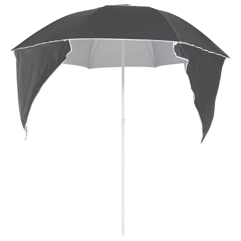 Beach Parasol Outdoor Sun Shelter with Detachable Side Walls Anthracite 215cm
