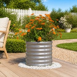 Garden Planter Dimensions: 40x40x36cm, Grey Galvanised Steel