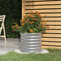 Garden Planter 40x40x36cm - Galvanised Steel, Silver