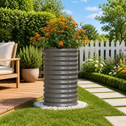 40 x 40 x 68 cm Garden Planter in Sturdy Grey Steel