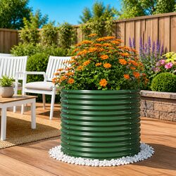 Garden Planter 80x80x68cm in Green - Galvanised Steel Design