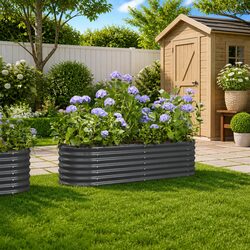 Garden Raised Bed Planter Box Outdoor Galvanised Steel 152x40x36cm Anthracite
