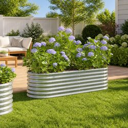 Raised Garden Bed: 152 x 40 x 36 cm Galvanised Steel Planter