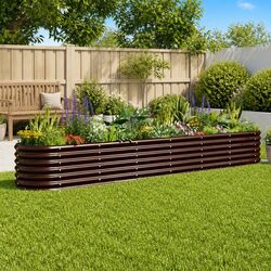 Garden Raised Bed Planter Box Brown Outdoor Vegetable Herb Flower Patio Balcony