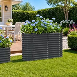 Raised Garden Bed with Galvanised Steel Frame - 114 x 40 x 68 cm
