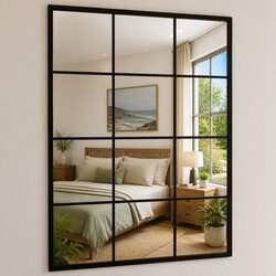2 Pieces Black Wall Mirrors - Dimensions 80x60 cm Each