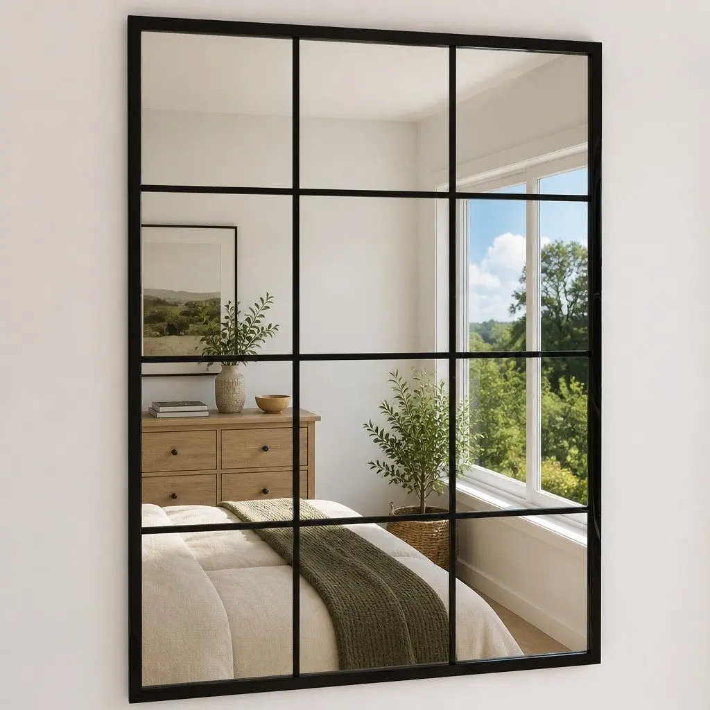 Black Metal Wall Mirrors 3-Piece Set 80x60 cm