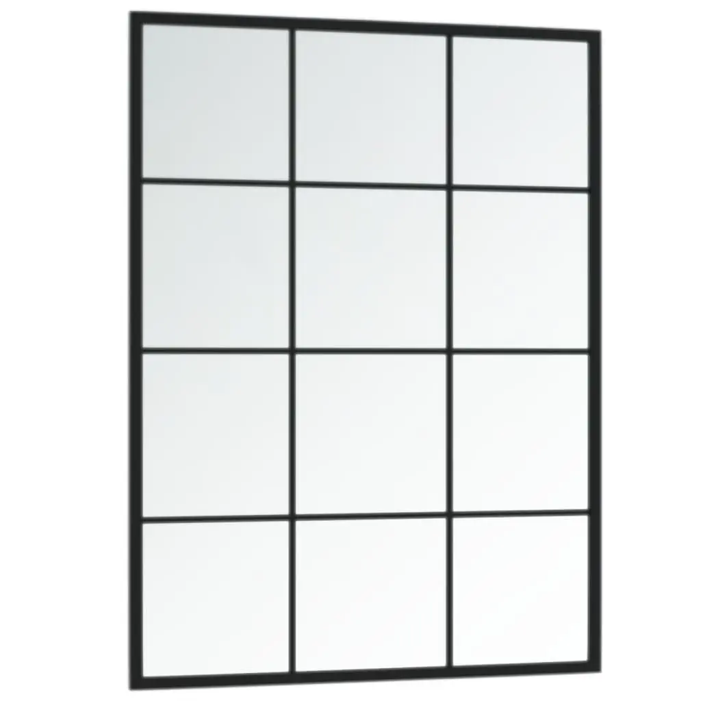 Black Metal Wall Mirrors 3-Piece Set 80x60 cm