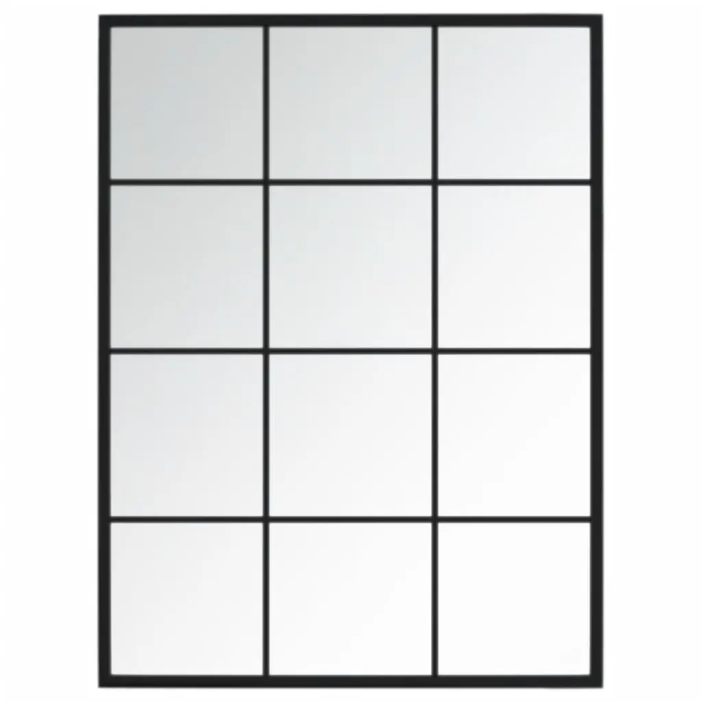 Black Metal Wall Mirrors 3-Piece Set 80x60 cm