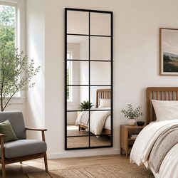 Set of 2 Black Wall Mirrors - Dimensions 100x40 cm Each