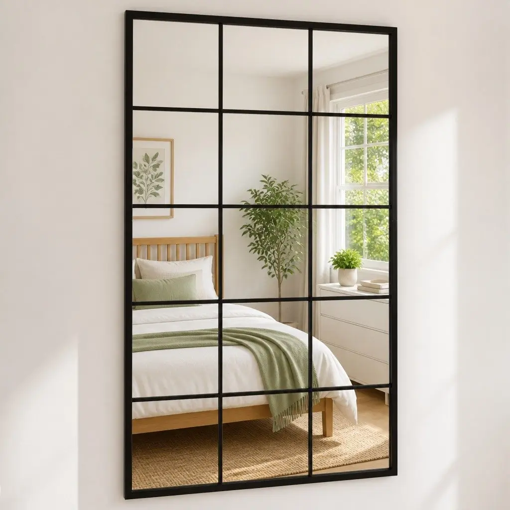 Black Metal Frame Wall Mirrors 100x60cm Set of 3 for Bedroom Bathroom Use