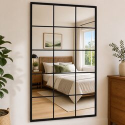 6 pcs Black Metal Wall Mirrors 100x60 cm Each