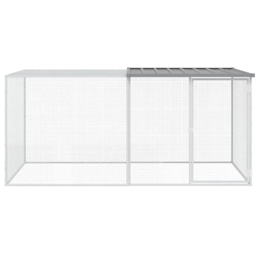 Chicken Cage with Roof Grey Galvanised Steel Small Animal Enclosure Run Coop