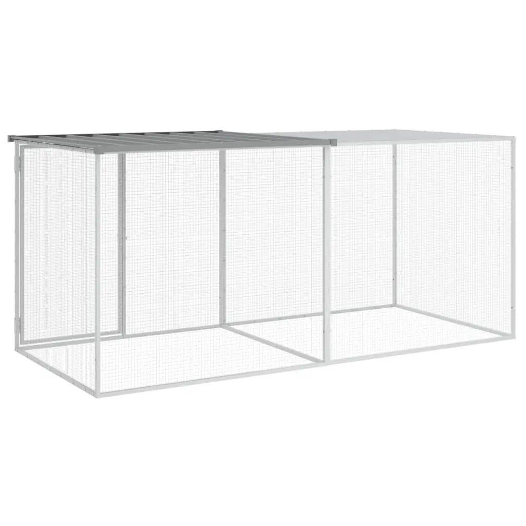 Chicken Cage with Roof Grey Galvanised Steel Small Animal Enclosure Run Coop