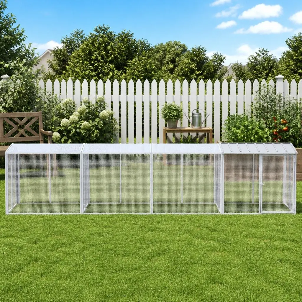 Chicken Cage for Backyard Poultry 1003x98x90 cm Galvanised Steel Coop Run Hen House Pen