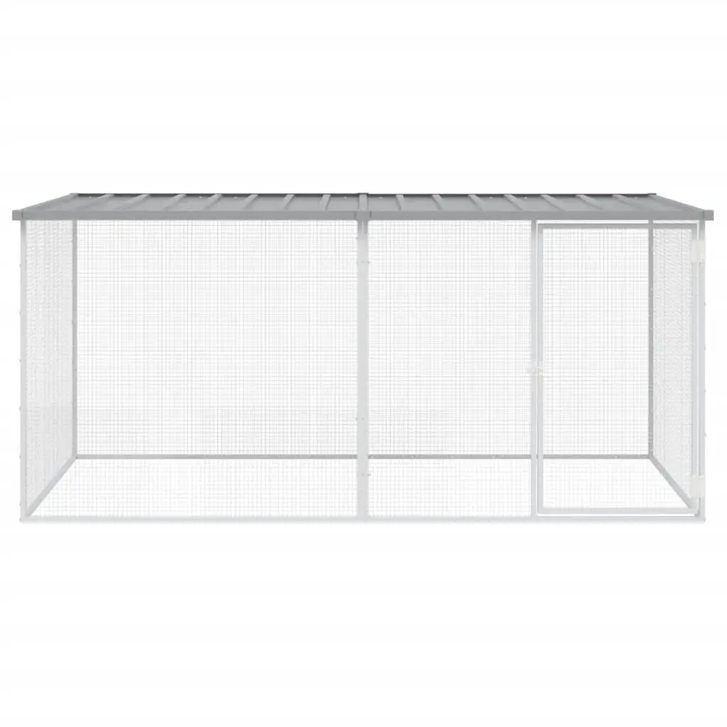 Galvanised Steel Chicken Coop with Roof for Outdoor Use Grey 203x98x90cm