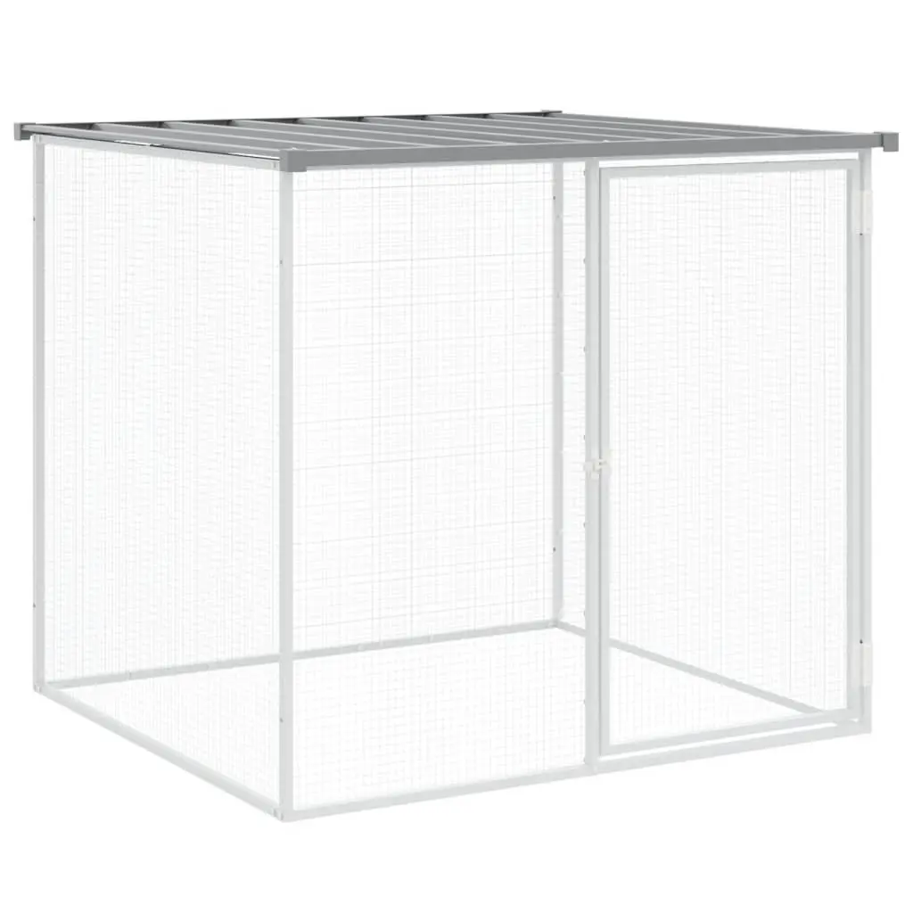Galvanised Steel Chicken Coop with Roof for Outdoor Use Grey 203x98x90cm