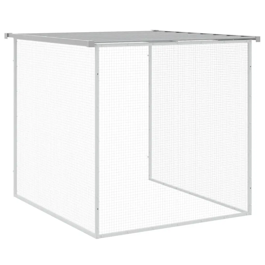 Galvanised Steel Chicken Coop with Roof for Outdoor Use Grey 203x98x90cm