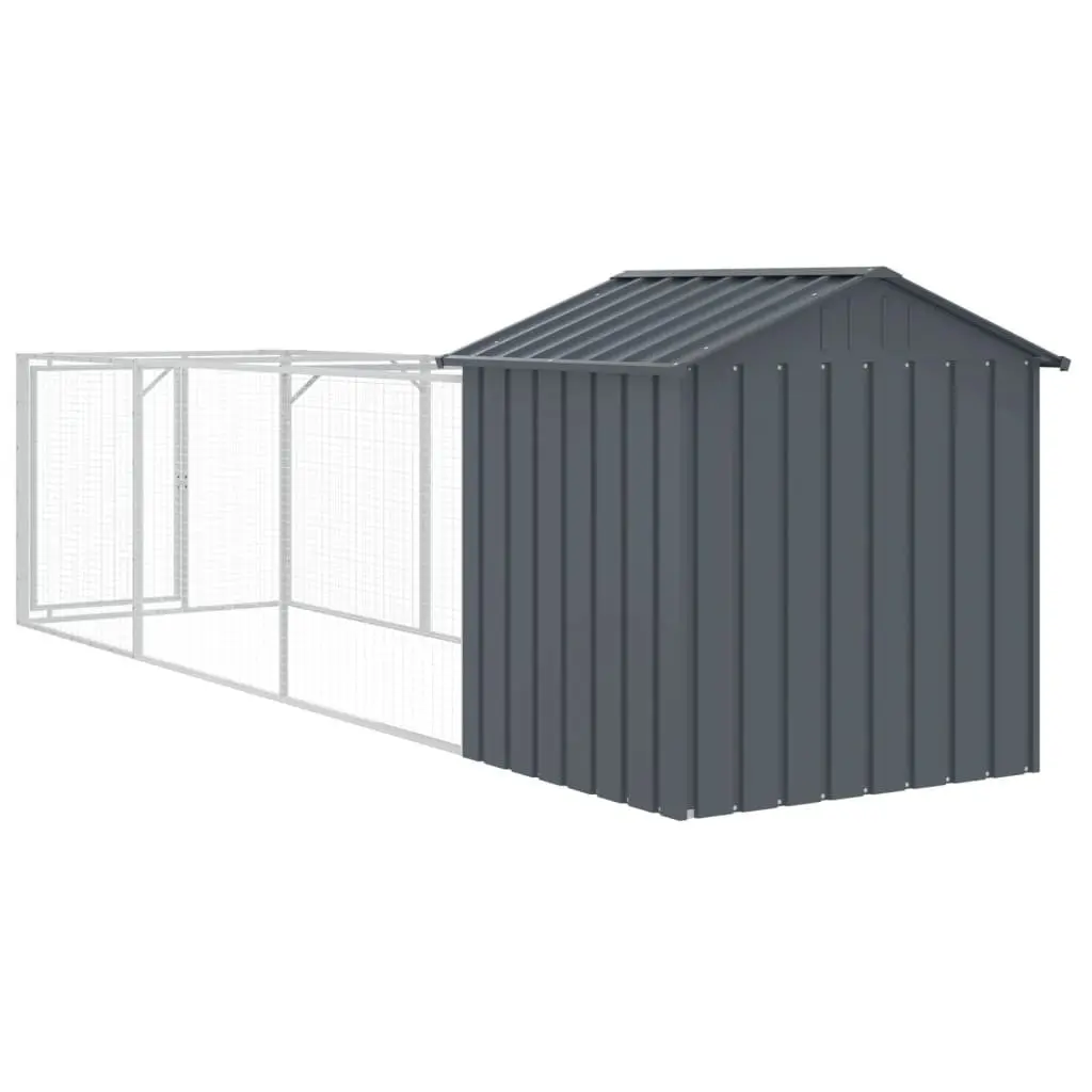 Dog House with Extended Run for Outdoor Use 117 x 405 x 123 cm Anthracite Galvanised Steel