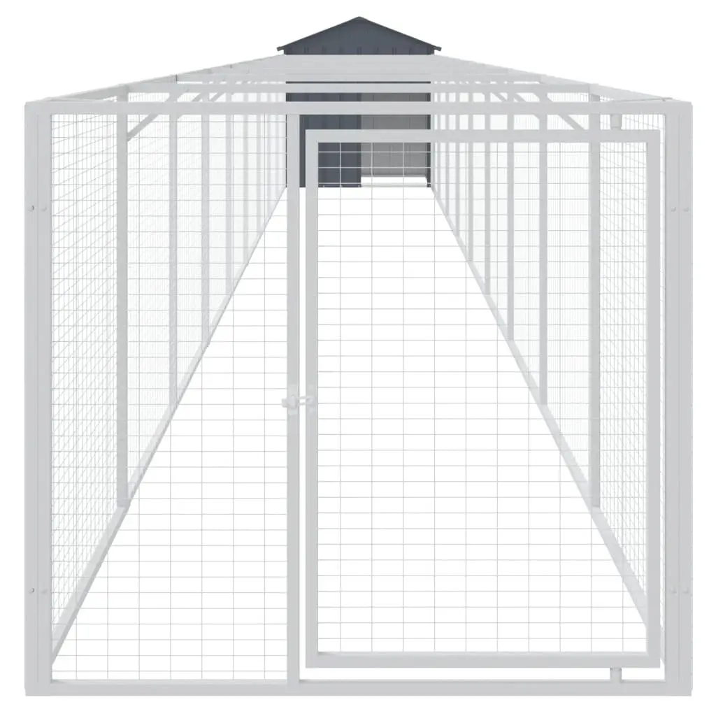 Dog House with Run for Outdoor Use Galvanised Steel 117 x 1017 x 123 cm