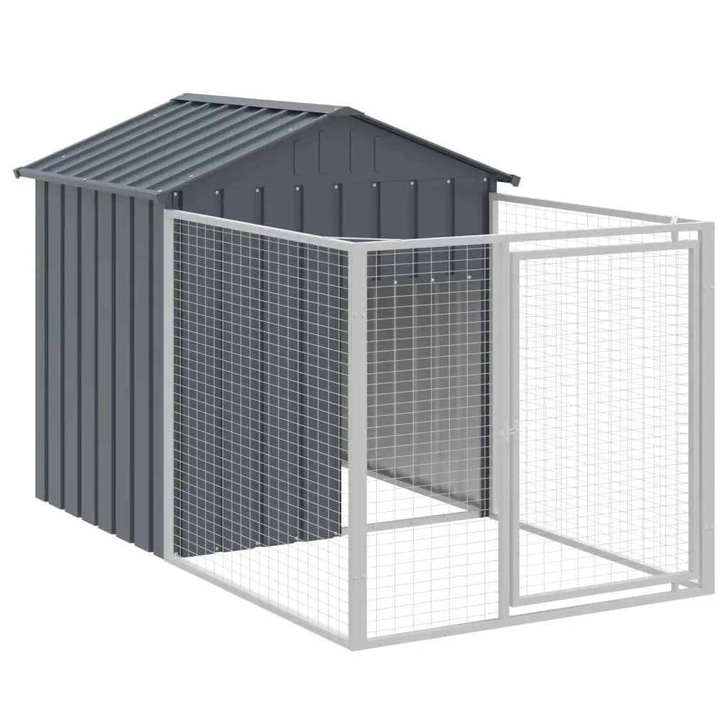 Dog House with Run for Outdoor Use Galvanised Steel 117 x 1017 x 123 cm