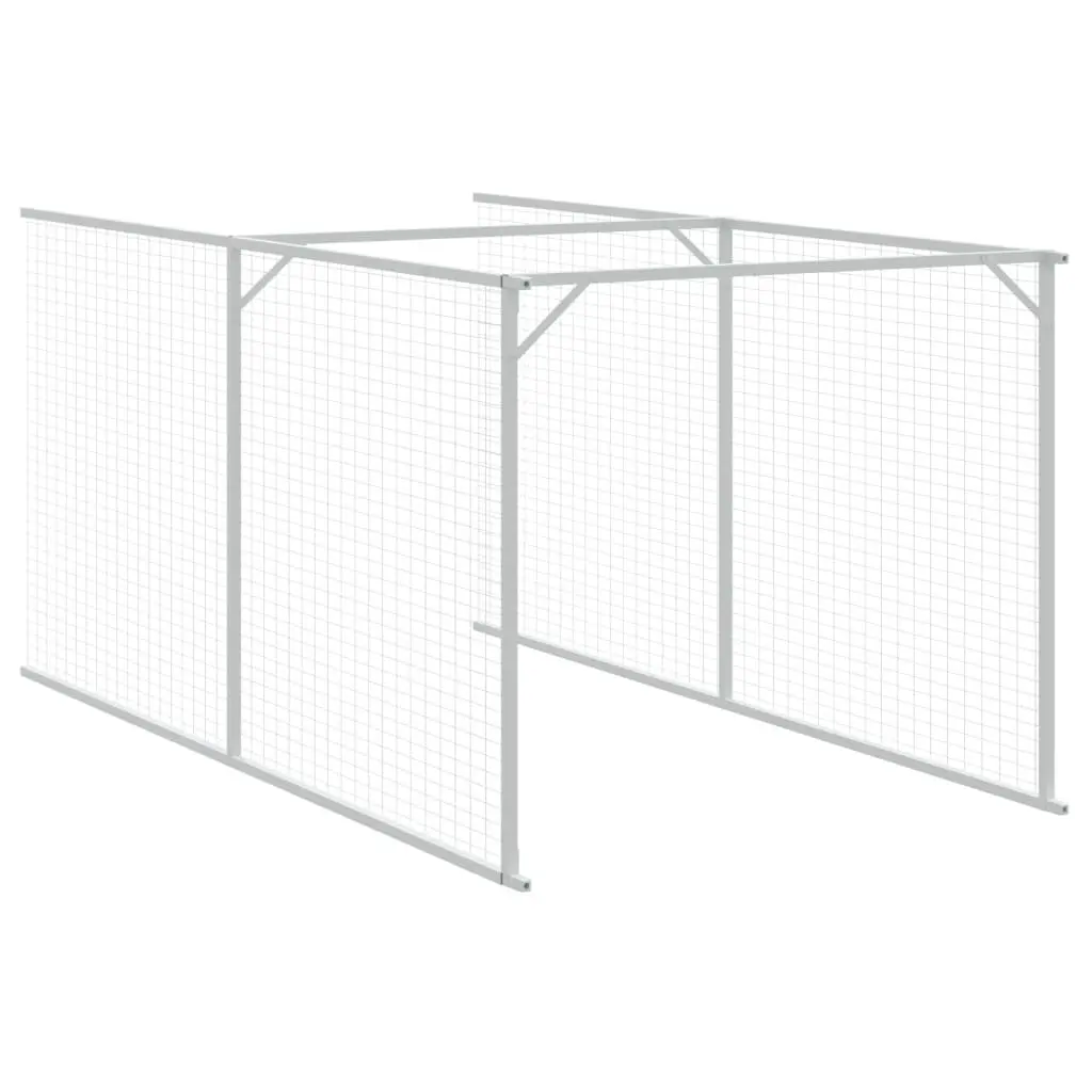 Dog House Outdoor Pet Cage Shelter with Extended Run Anthracite Galvanised Steel