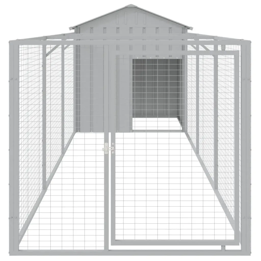 Grey Large Dog House with Run