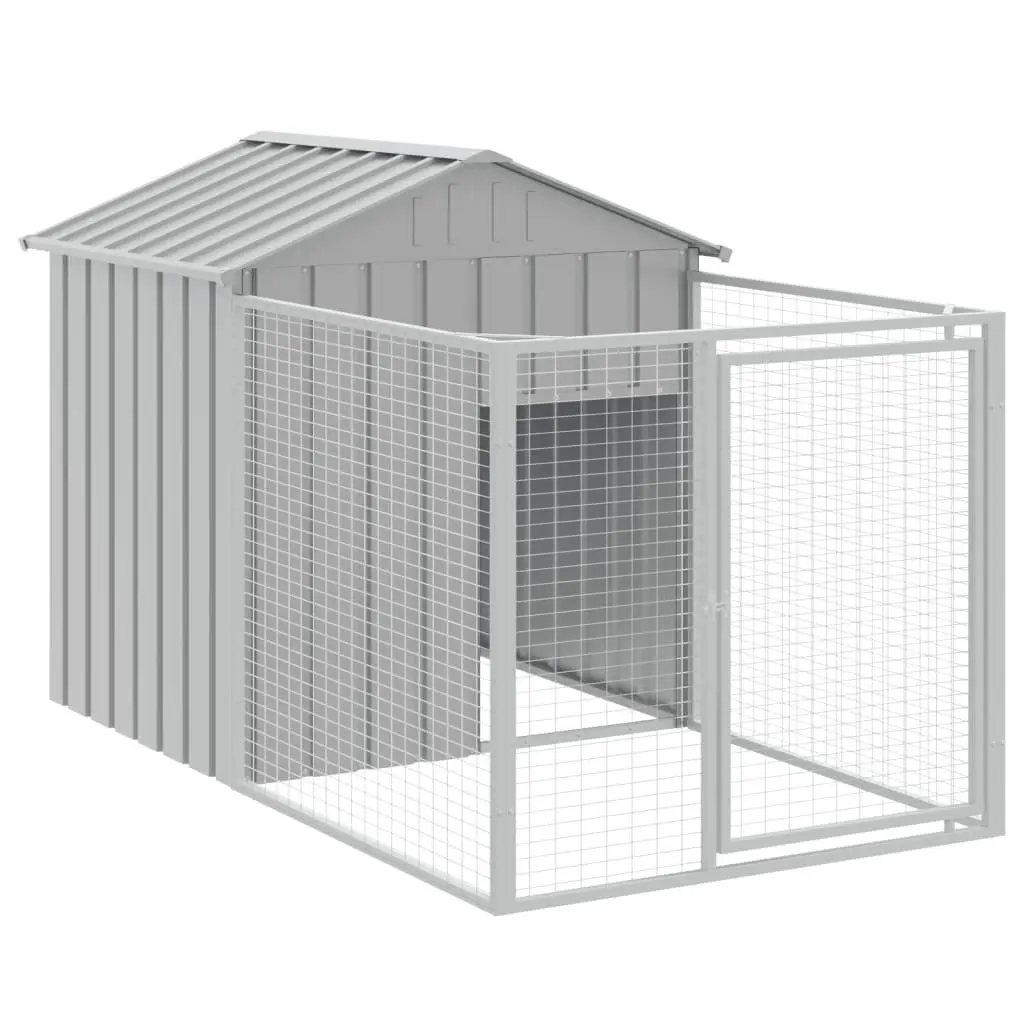Grey Large Dog House with Run
