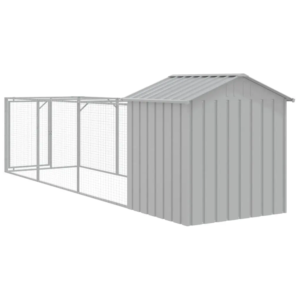 Grey Large Dog House with Run