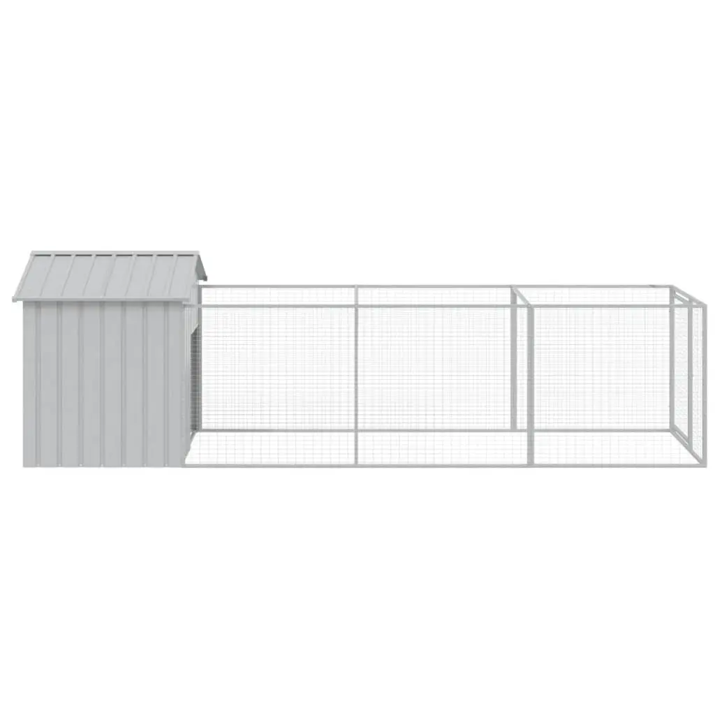 Grey Large Dog House with Run